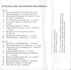 MC – Unknown Artist ‎– 20 gezellige ACCORDEON MELODIEËN (8048) – jaren ‘80