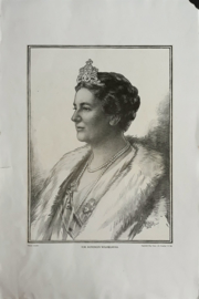 Prent – H.M. KONINGIN WILHELMINA – J.A. Gabrielse - 1930