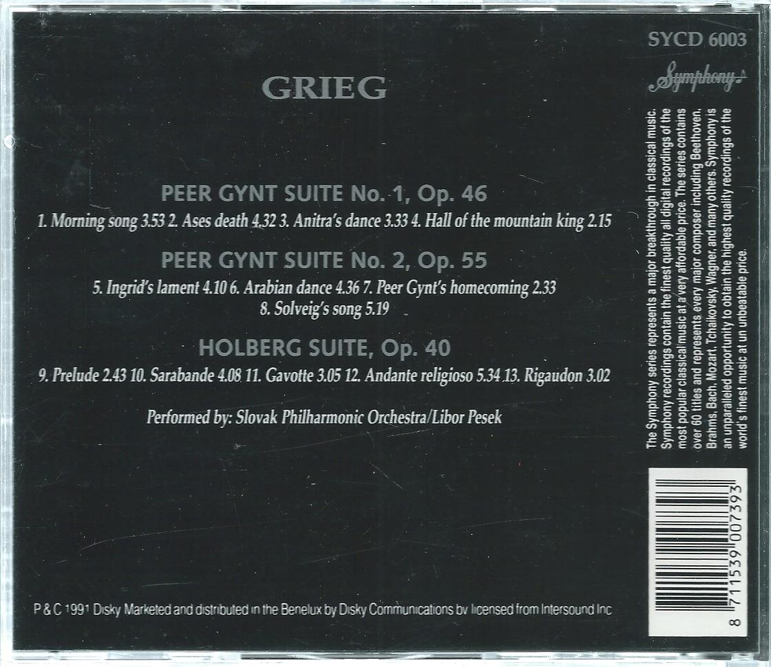 CD – GRIEG – Peer Gynt Suites 1 & 2, Holberg Suite - 1991