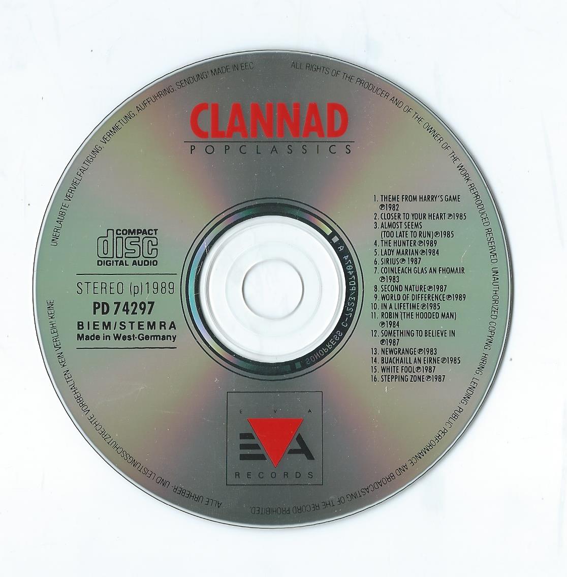 CD – CLANNAD – PAST PRESENT – 1989 (EVA)