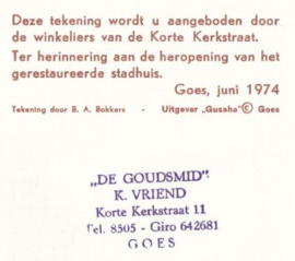 Prent – GOES – STADHUIS – sepia – 1974