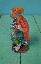 BEELD – clown – hout - Clown op fiets