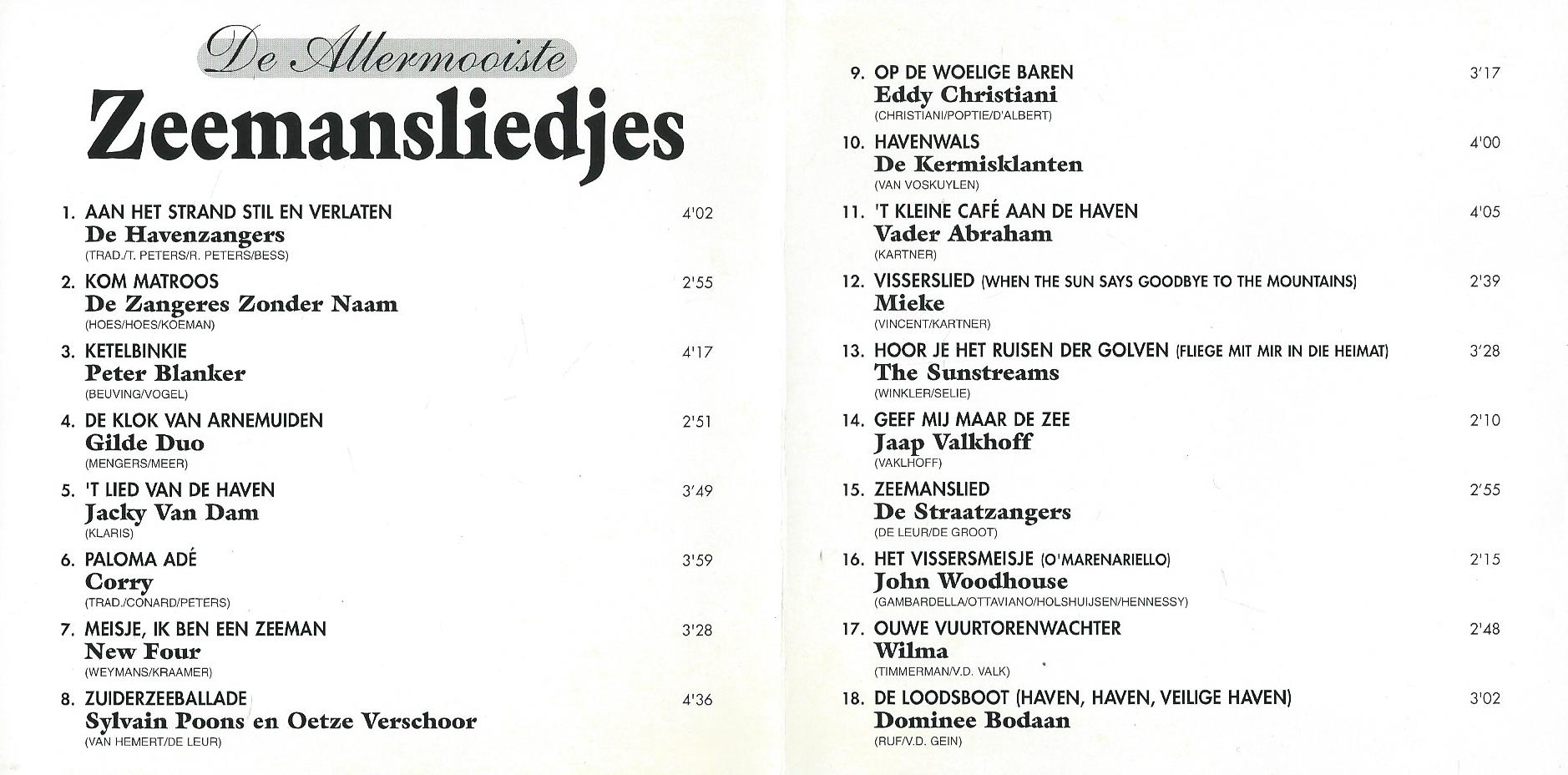 CD - Various - De Allermooiste Zeemansliedjes – 1997