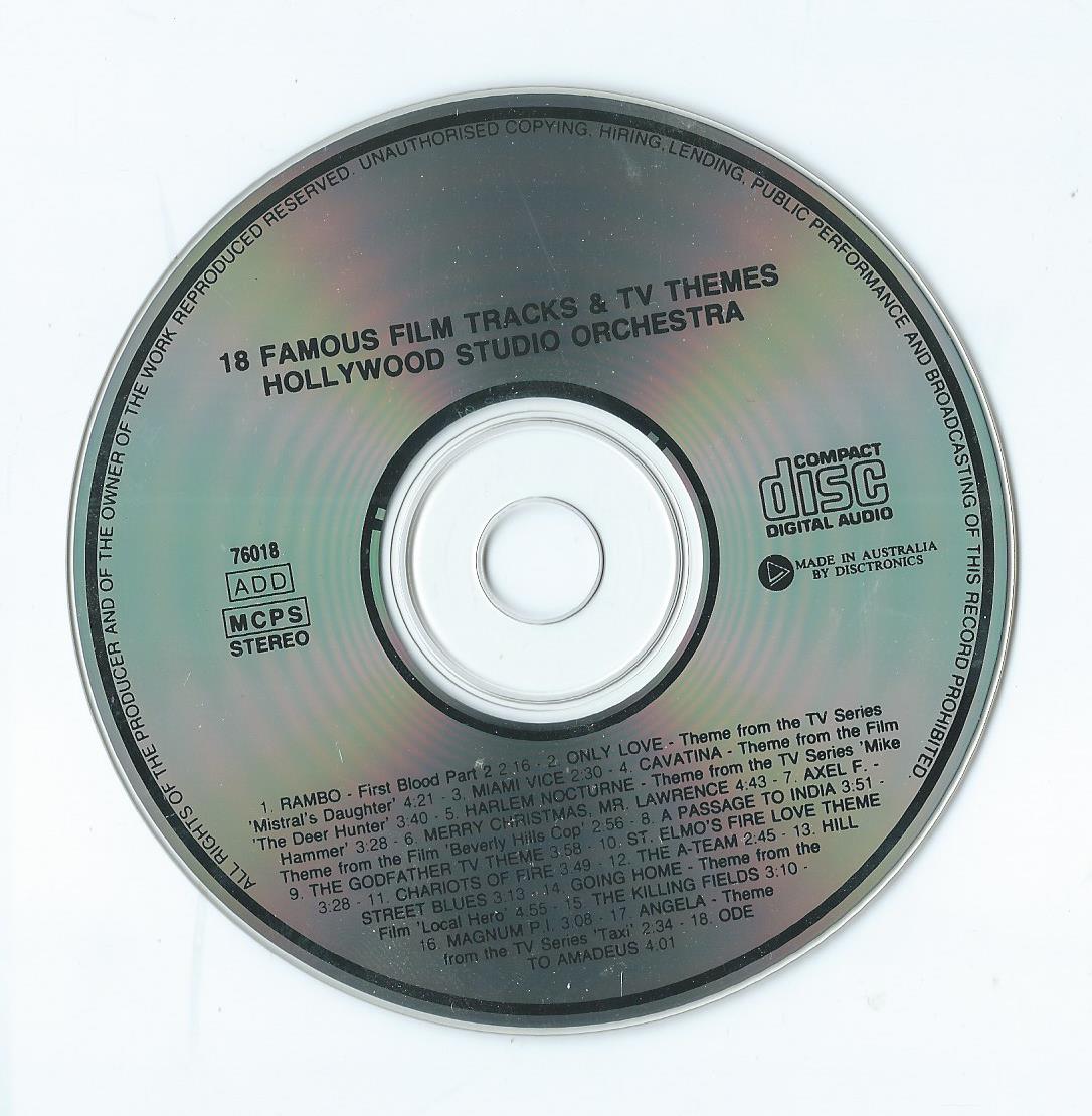 CD – Hollywood Studio Orchestra - 18 FAMOUS FILM TRACKS & TV THEMES - 1985