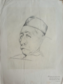 Prent – Portret van Pieter Jelles Troelstra (1860-1930) door Jelle Troelstra (1891-1979) – 1930 (2)