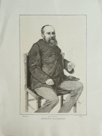 Prent – ARMAND SILVESTRE - portrait gravé – Ruffe (naar Récipon) - 1890