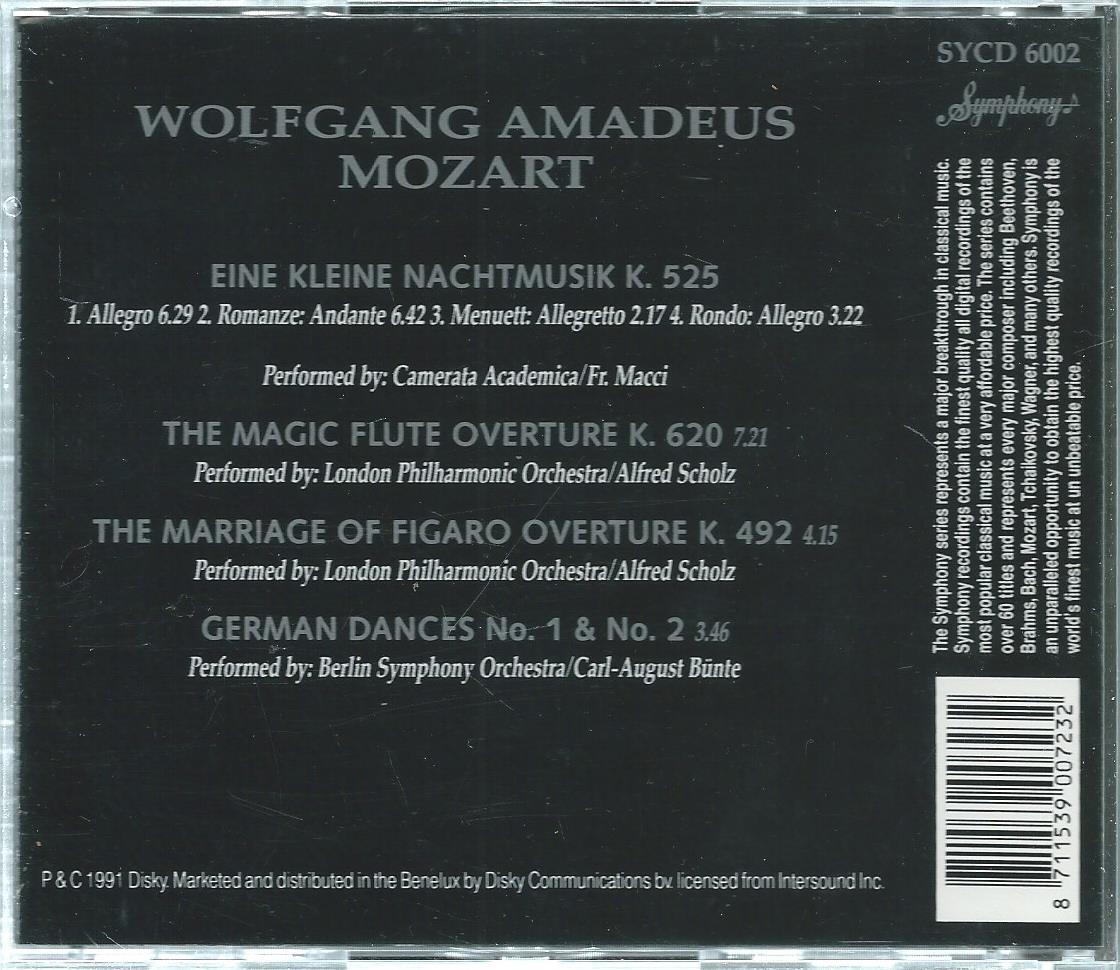 CD – WOLFGANG AMADEUS MOZART - Eine Kleine Nachtmusik, ... - 1991
