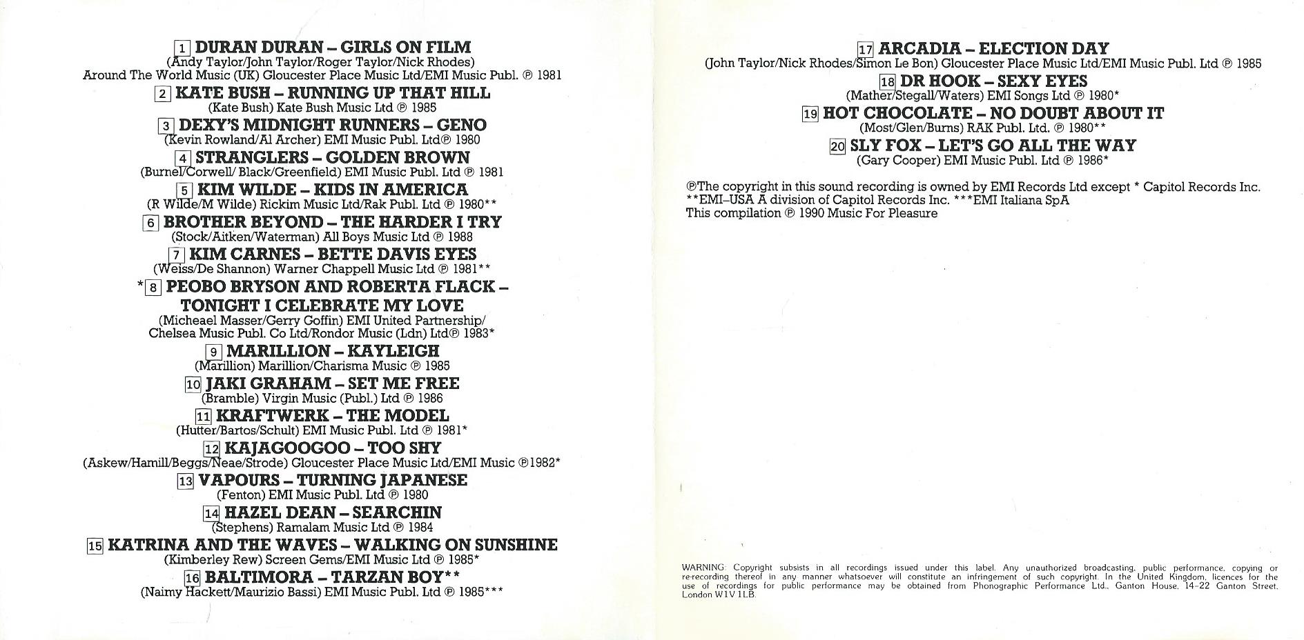 CD – Various - TOP TEN HITS OF THE 80'S - 1990