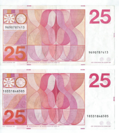 VIJF EN TWINTIG GULDEN – 2 stuks - 1971