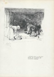 Prent - Autour de la Halle – Auguste-Louis Lepère (1849-1918) – 1890