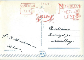 Ansichtkaart – KLM - DOUGLAS DC-6 B – ca. 1956