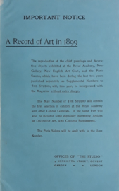 The Studio - APRIL 15 ’99 – VOL. 16 No. 73 - 1899