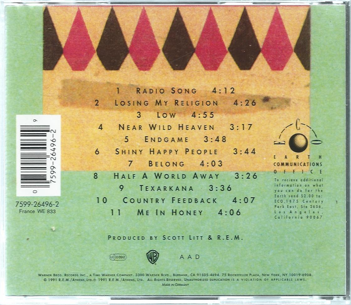 CD – R.E.M. – OUT OF TIME - 1991
