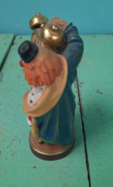 BEELD – clown – hout – Clown met geschilderde klok