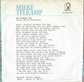 MIEKE TELKAMP – DE NIEUWE DAG – WIE WEET . . . - 1971  (♪)
