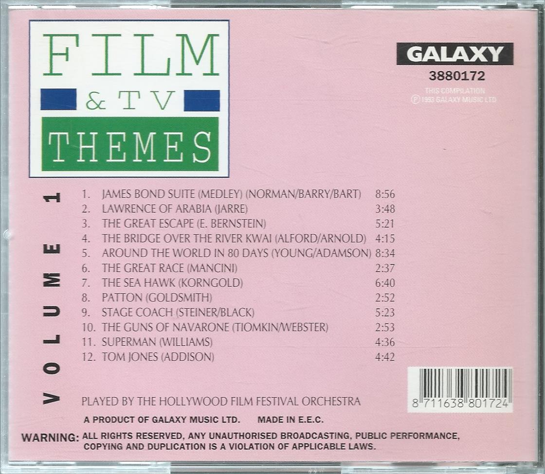 CD – Various - THE HOLLYWOOD FILM FESTIVAL ORCHESTRA – FILM & TV THEMES - VOL. 1 - 1993