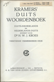 KRAMERS’ DUITS WOORDENBOEK - DUITS-NEDERLANDS EN NEDERLANDS-DUITS - 1941