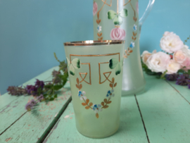 Waterkan met glas geemailleerd