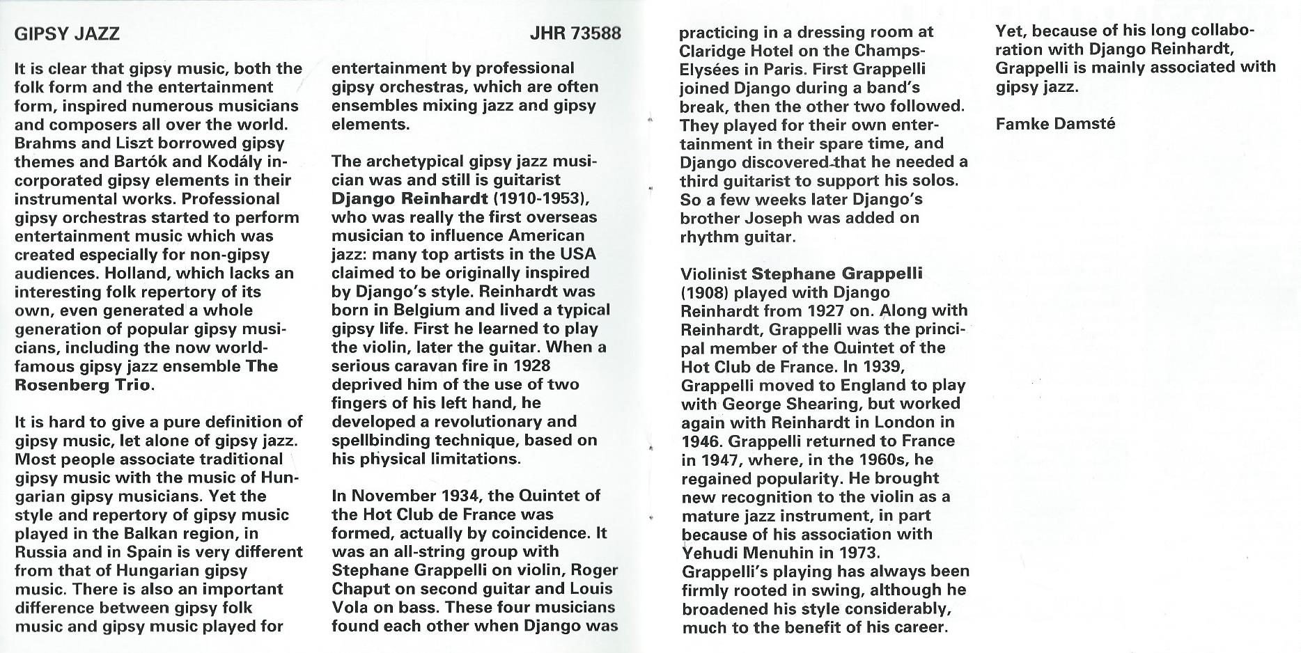 CD – GIPSY JAZZ - Django Reinhardt, The Rosenberg Trio, ... - 1995