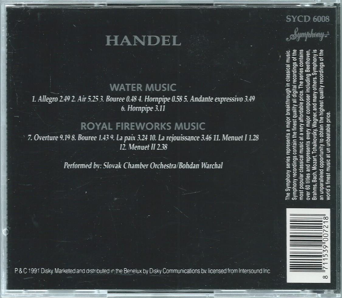 CD – HANDEL - Water Music, Royal Fireworks Music - 1991