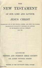 THE NEW TESTAMENT OF OUR LORD AND SAVIOUR JESUS CHRIST … - 1931