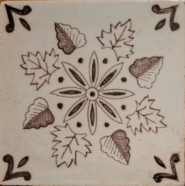 Antieke ornamenttegels, Bloem en Blad – ca. 1740-1830 - 4 stuks