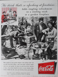 Prent - Coca-Cola - '... at a garden firplace' - 1935