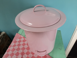 Roze emaille emmer met deksel