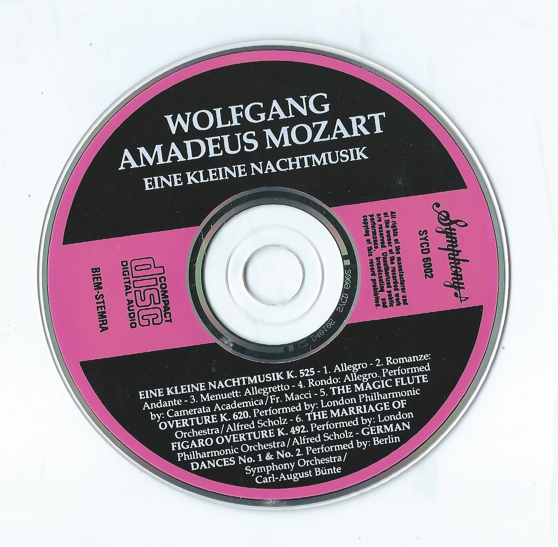 CD – WOLFGANG AMADEUS MOZART - Eine Kleine Nachtmusik, ... - 1991