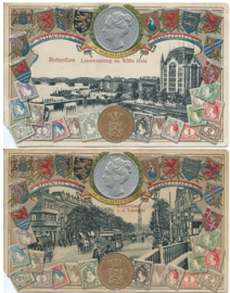 SET van 2 ansichtkaarten – Rotterdam - in reliëf (gepreegd) – ca. 1919
