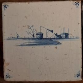 Antieke tegels – Delft – 5 stuks - ca. 19e eeuw