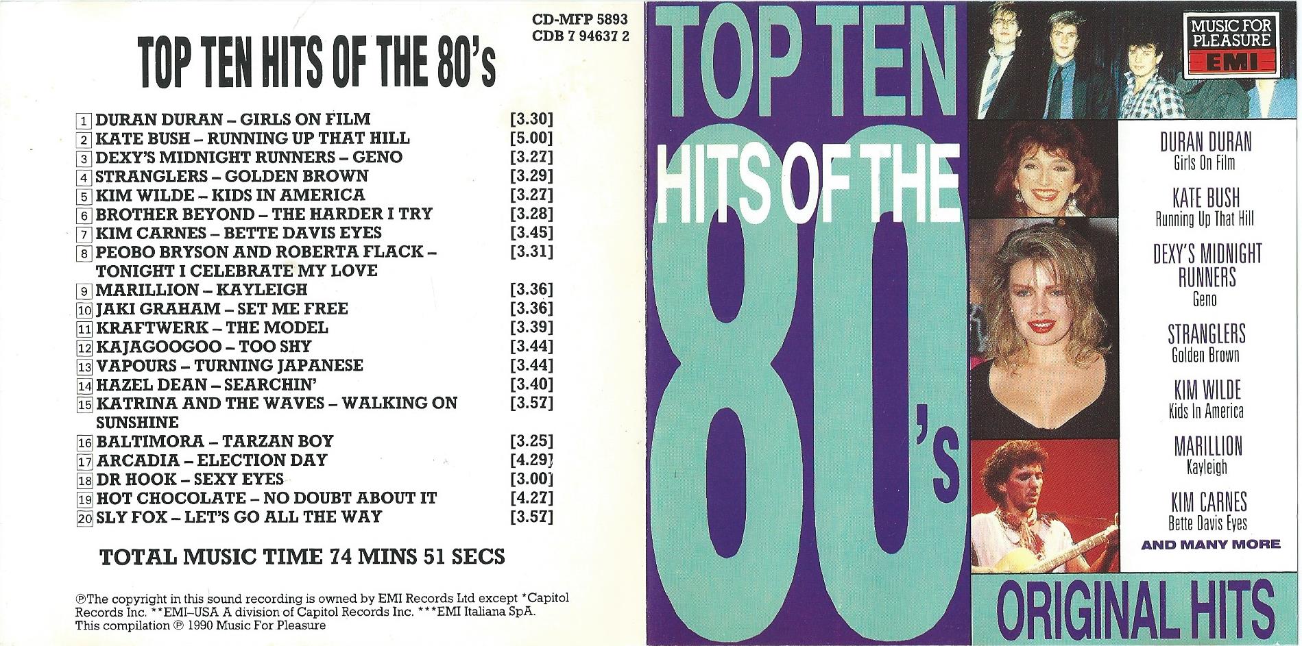 CD – Various - TOP TEN HITS OF THE 80'S - 1990
