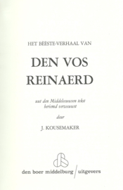 DEN VOS REINAERD – J. KOUSEMAKER - 1981