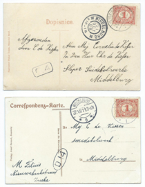 SET van 2 ansichtkaarten – Tsjecho-Slowakije – 1908, 1911