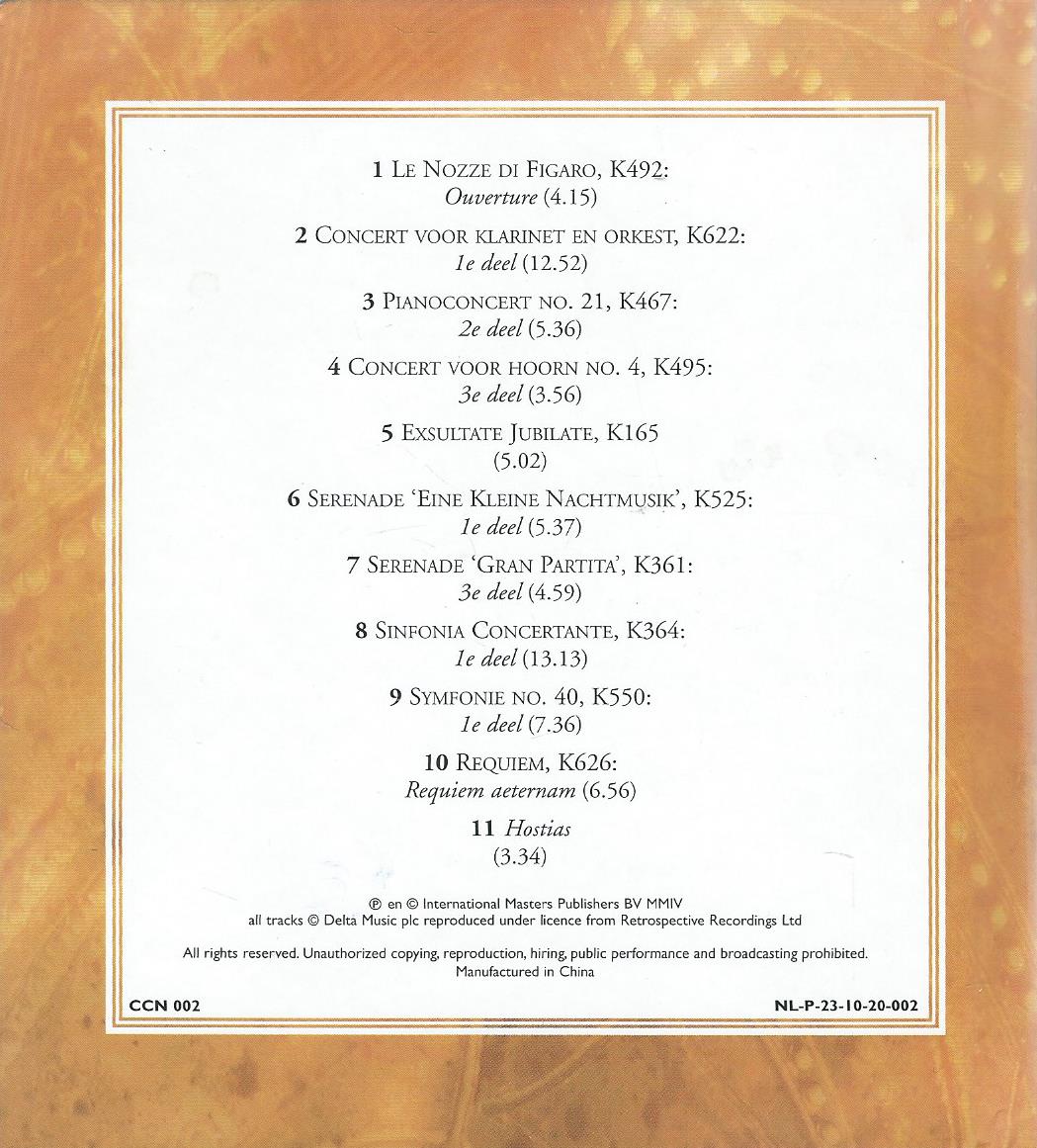 CD – MOZART Muzikale meesterwerken - 2004