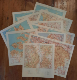 Set van 11 oude topografische kaartjes – SCHAAL 1:400.000 – jaren ‘30