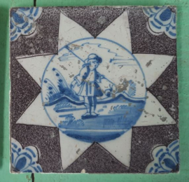 Antieke tegels – Delft, herderstaferelen – 2 stuks - 18e eeuw