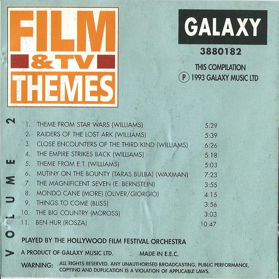 CD – Various - THE HOLLYWOOD FILM FESTIVAL ORCHESTRA – FILM & TV THEMES - VOL. 2 - 1993