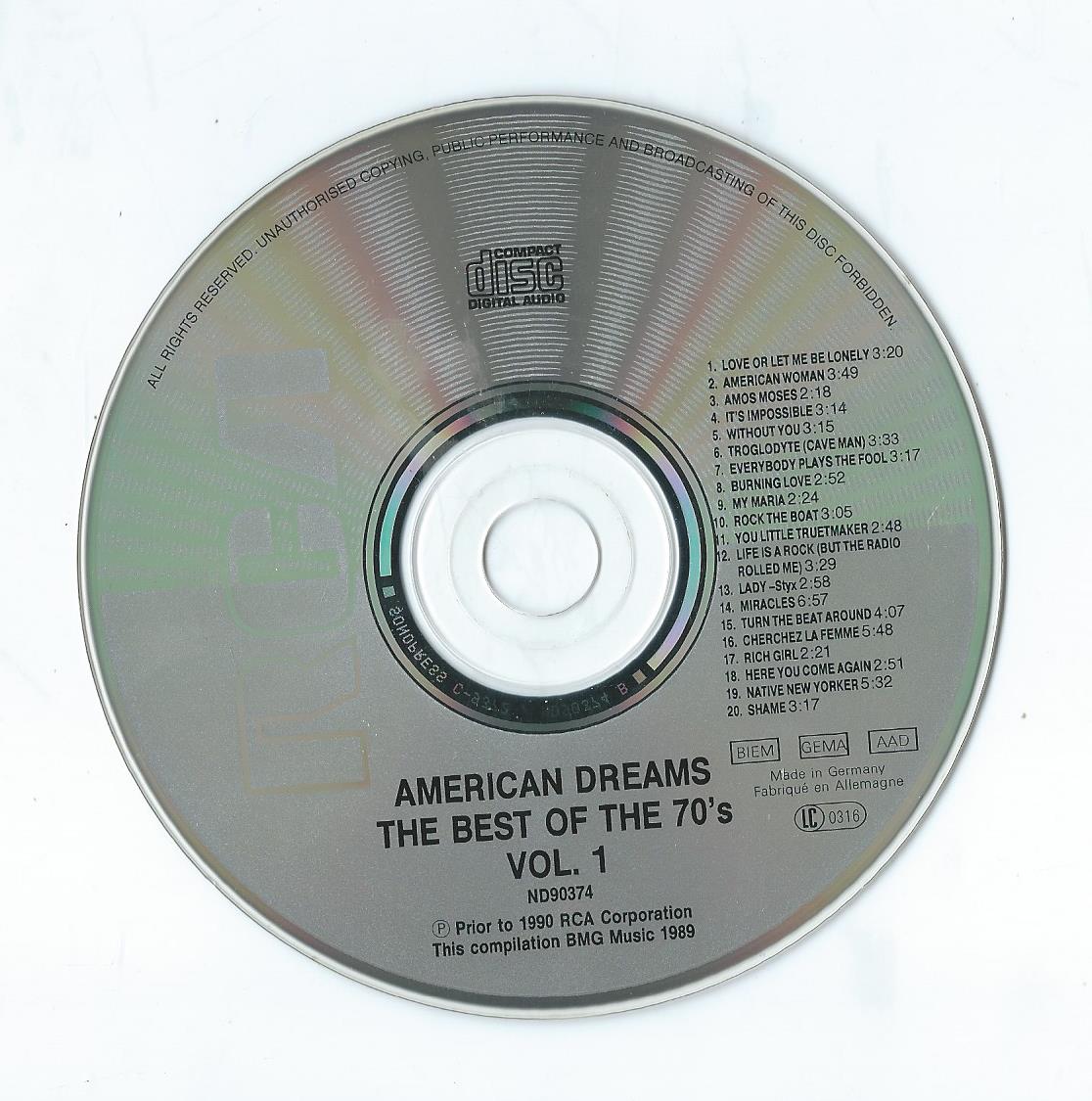 CD – Various – American Dreams Vol. 1 – 1989