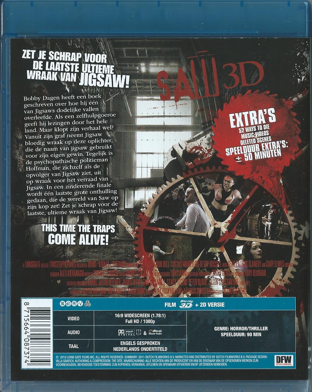 DVD – Blu-ray - UNRATED EDITION TRIPLE PLAY SAW 3D - 2011