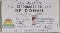 Wandkaart: STROOMGEBIED VAN DE DONAU (Blinde schoolkaart) - ca. 1966