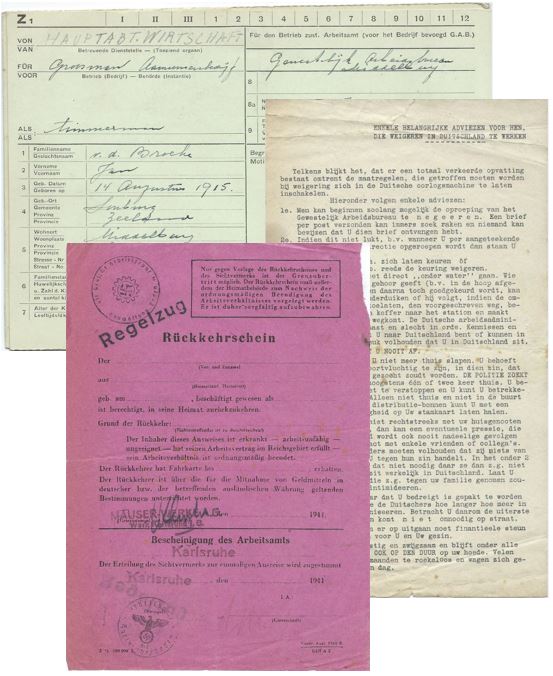 diverse documenten m.b.t. Arbeitseinsatz