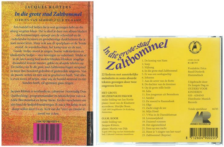 In die grote stad Zaltbommel –JACQUES KLÕTERS – boek + CD - 1993