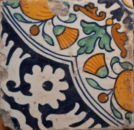 Antieke tegels, Delft – granaatappels - 17e eeuw - 4 stuks