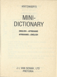 KRITZINGER SE MINI – woordeboek Afrikaans . Engels Engels . Afrikaans - 1976