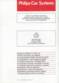 Gebruiksaanwijzing Philips Car Systems – RADIO/CASSETTE RC 228 RC 238 - 1997