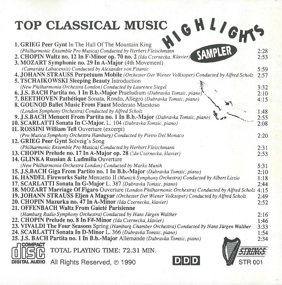 CD – Various – TOP CLASSICAL MUSIC – HIGHLIGHTS SAMPLER - 1990