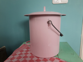 Roze emaille emmer met deksel