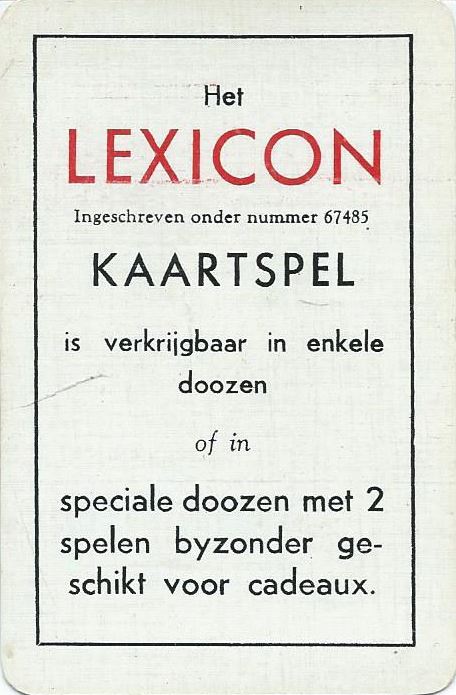 WADDINGTON'S LEXICON KAARTSPEL – ca. 1935