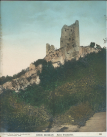 Prent – FOTO – DER RHEIN. Ruine Drachenfels (kleur) - 1903